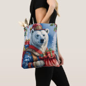 Tote Bag Polaire Ours Père Noël Design de Noël (De près)