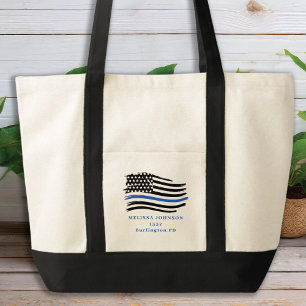 Tote Bag Police à la ligne bleue mince personnalisée