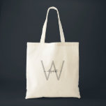 Tote Bag Police de caractères moderne personnalisée Nom & I<br><div class="desc">Sac fourre-tout personnalisé avec nom et initiale neutre.</div>