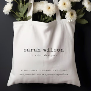 Tote Bag Police de machine à écrire personnalisée minimale