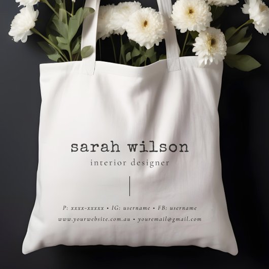 Tote Bag Police de machine à écrire personnalisée minimale