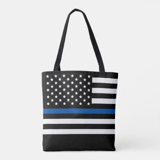 Tote Bag Police Mince Blue Line American Flag Ajouter un no (Dos)