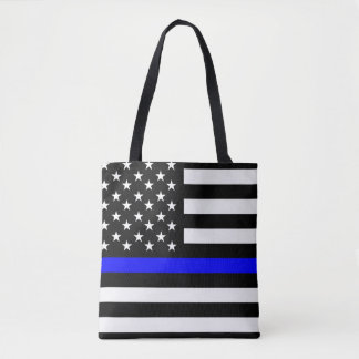 Tote Bag police mince ligne bleue drapeau usa etats-unis am