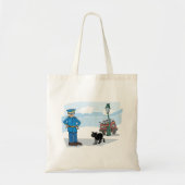 Tote Bag Policier Et Chat Noir (Devant)