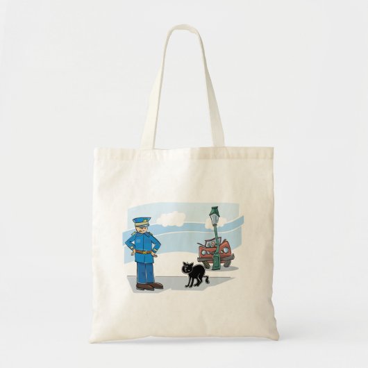 Tote Bag Policier Et Chat Noir (Devant)
