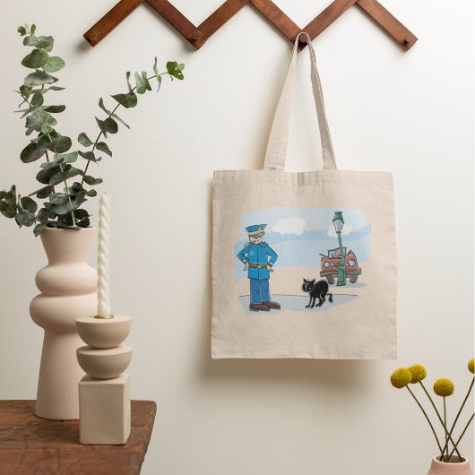 Tote Bag Policier Et Chat Noir