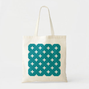 Tote Bag Polka blanche croise sur turquoise