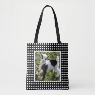 Tote Bag Polka noir et blanc Dot Nain Goat Kid