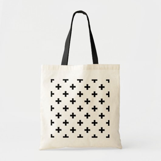 Tote Bag Polka noire croise sur blanc (Devant)