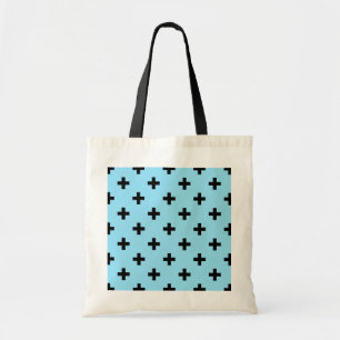Tote Bag Polka noire croise sur le bleu bébé
