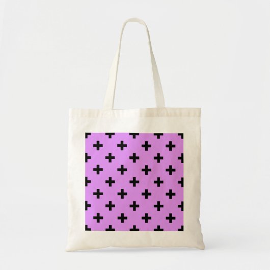 Tote Bag Polka noire croise sur lilas (Devant)