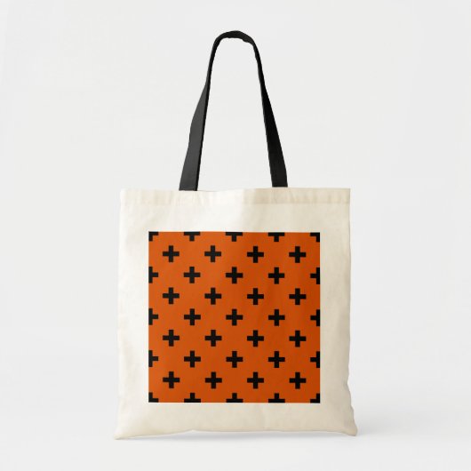Tote Bag Polka noire croise sur orange (Devant)