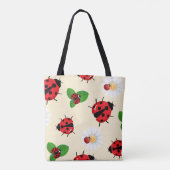Tote Bag Polka rouge mignon point Ladybug Fleur de margueri (Dos)