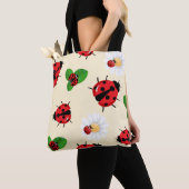 Tote Bag Polka rouge mignon point Ladybug Fleur de margueri (De près)