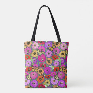Tote Bag pollinisateurs et zinnias