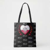 Tote Bag Pologne Drapeau & Coeur, drapeau polonais mode/spo (Devant)