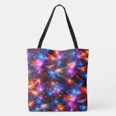 Tote Bag Polygone néon abstrait avec explosions (Dos)