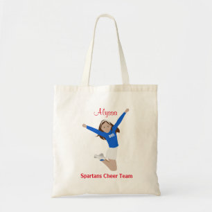 Tote Bag Pom-pom girl Brown de cheveux dans bleu et blanc