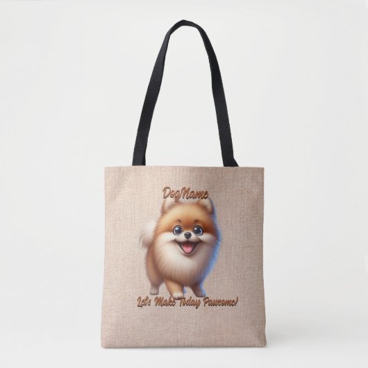 Tote Bag Pomeranian - Ajouter le nom du chien, modifier le  (Devant)
