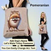 Tote Bag Pomeranian - Ajouter le nom du chien, modifier le 
