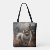 Tote Bag Pomeranian Halloween Épouvantable (Dos)