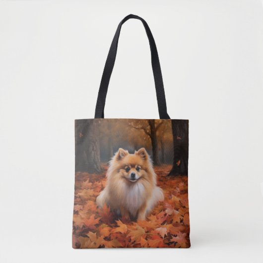 Tote Bag Poméranie en automne Feuilles Automne Inspire (Devant)