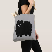 Tote Bag Poméranie noire Fluffy | Joli chien de dessin (De près)