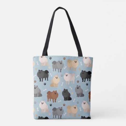 Tote Bag Poméranie Paw-prints et os de chien (Dos)