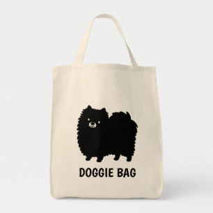 Tote Bag Poméranien noir   Cartoon mignon chien personnalis