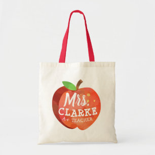 Tote Bag Pomme de l'enseignant  Nom personnalisé