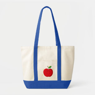 Tote Bag Pomme rouge avec un visage heureux