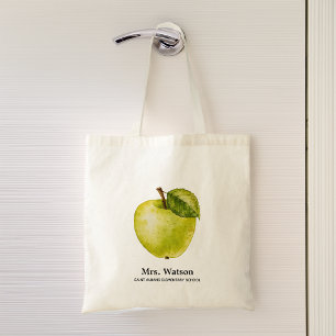 Tote Bag Pomme Verte École Enseignant Personnalisé