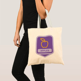 Tote Bag Pomme violette Badge Conception Fruit Lover