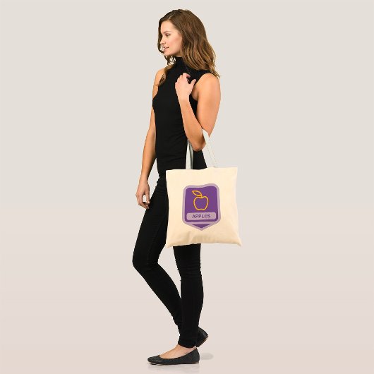 Tote Bag Pomme violette Badge Conception Fruit Lover
