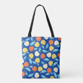Tote Bag Pommes feuilles, arrière - plan bleu, motif transp (Dos)