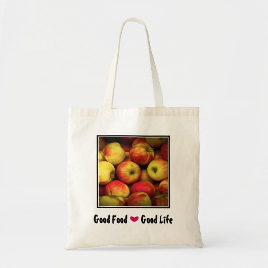 Tote Bag Pommes jaunes et rouges Bonne nourriture Bonne vie (Devant)