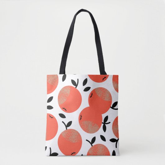 Tote Bag Pommes rouges : Motif texturé doré. (Devant)