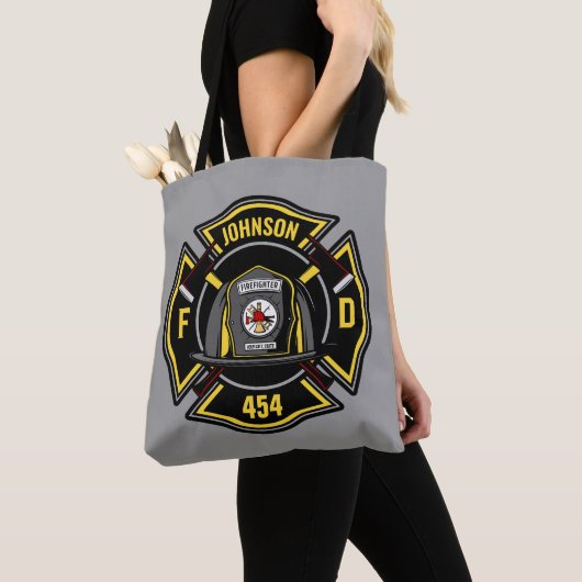 Tote Bag Pompier AJOUTER LE NOM L'équipe de Secourt du serv (De près)