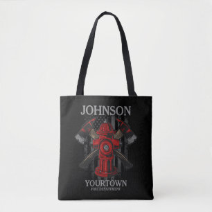 Tote Bag Pompier NOM Fire Department Hydrant USA Drapeau