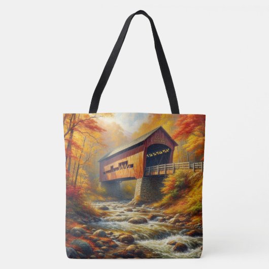 Tote Bag pont couvert d'automne classique (Devant)