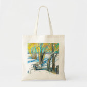 Tote Bag pont en hiver Peinture Watercol (Devant)