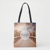 Tote Bag Pont rustique en bois dans le Monogramme du pays (Devant)