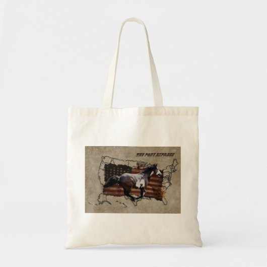 Tote Bag Pony Express Pinto Horse livrant du courrier US (Devant)