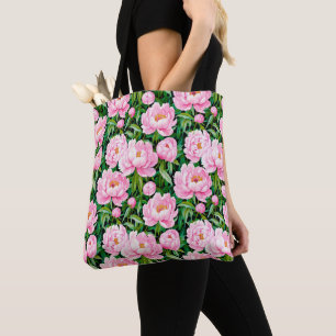 Tote Bag Pony rose fleurit sur un Arrière - plan feuillu