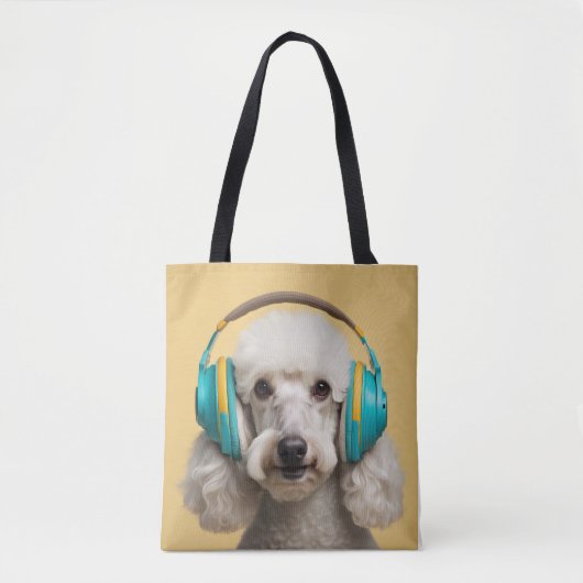 Tote Bag Poodé avec casque (Devant)