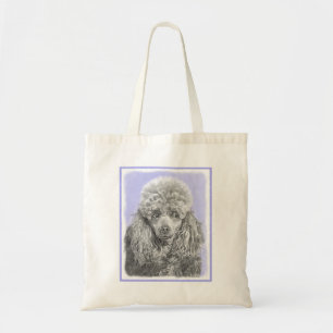 Tote Bag Poodé Jouet miniature Argent gris bleu Chien Art