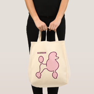 Tote Bag Poodé rose de texte personnalisé