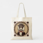 Tote Bag Poodle blanc portant des lunettes (Dos)
