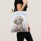 Tote Bag Poodle Chien Maman Floral (De près)