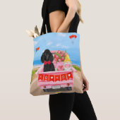 Tote Bag Poodle Chien Saint-Valentin Coeurs de Camion (De près)